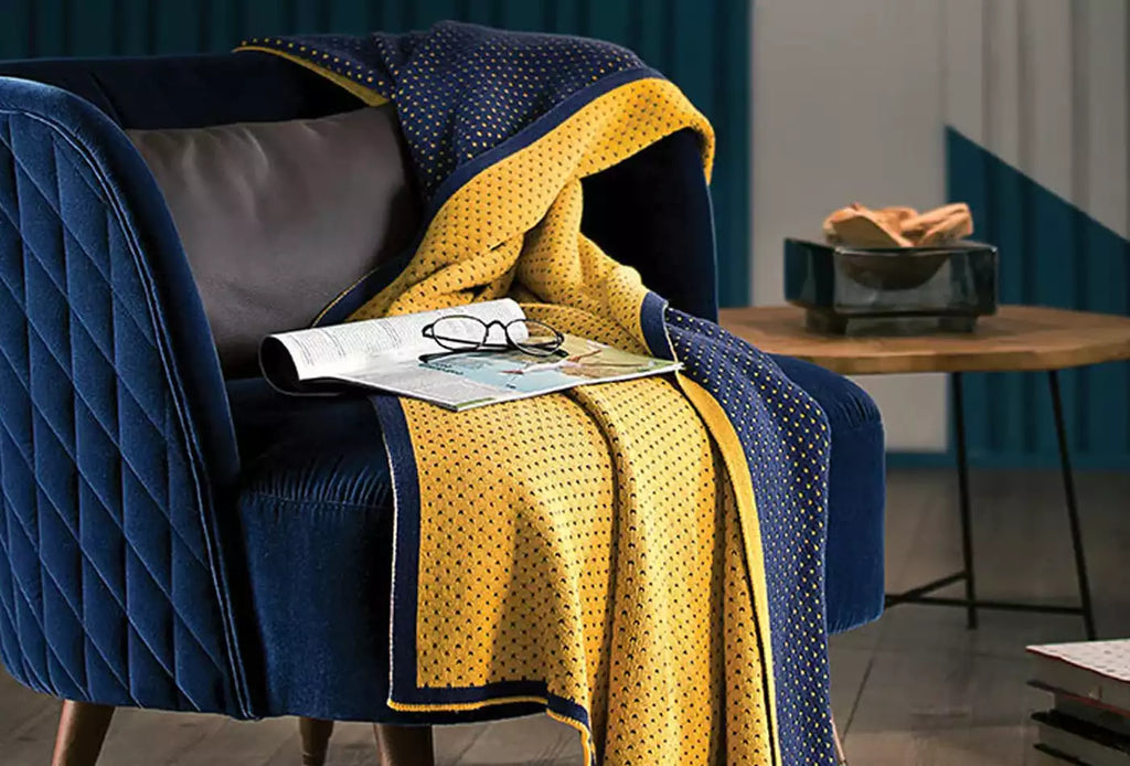 Pore Armchair Blanket-Navy Blue