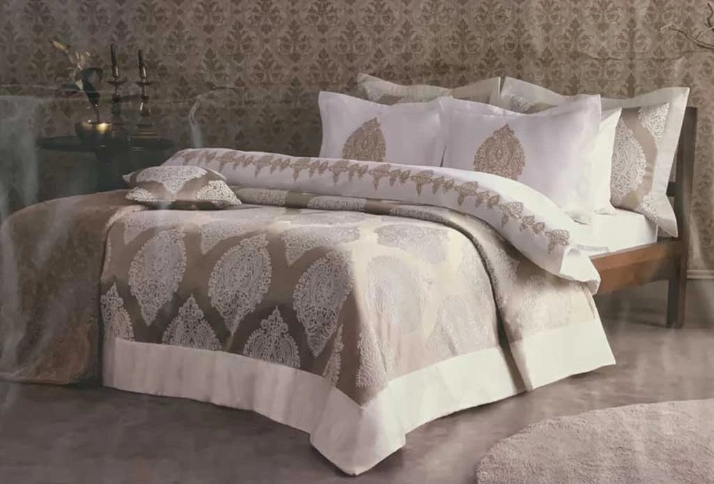 Mirella Mink Bedspread & Embroidered  Duvet Cover Set