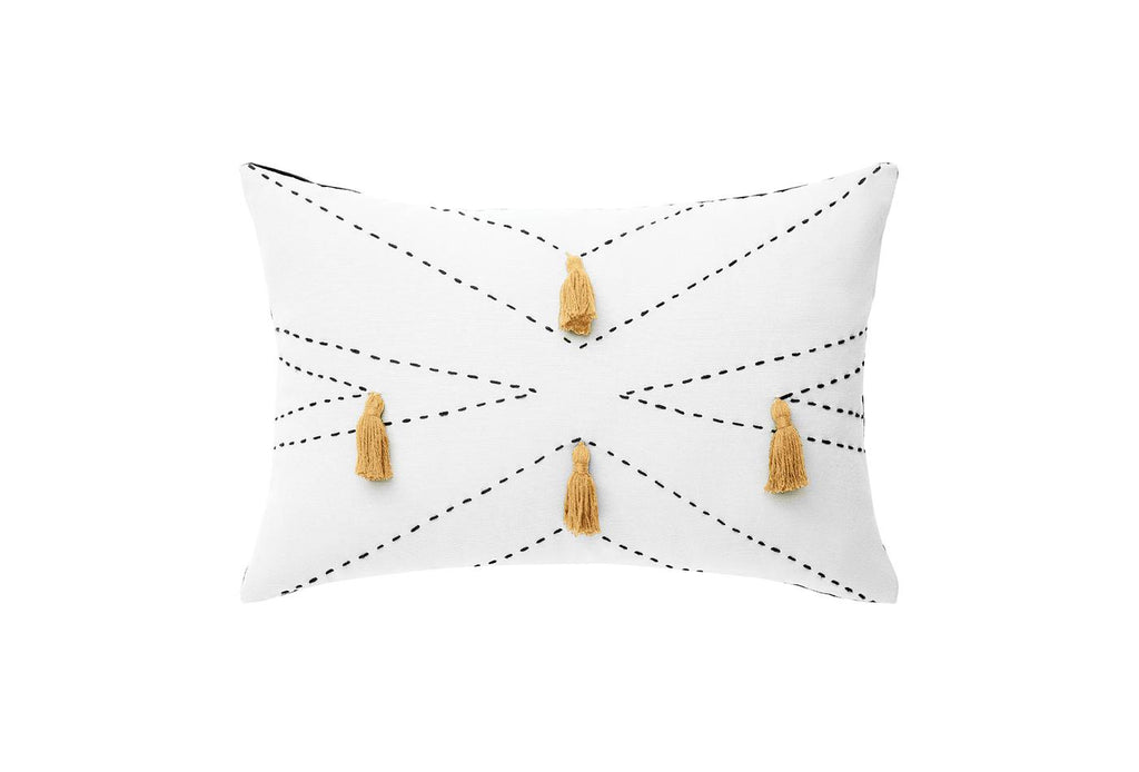 Nappa Fringed Decorative Pillow - Ecru